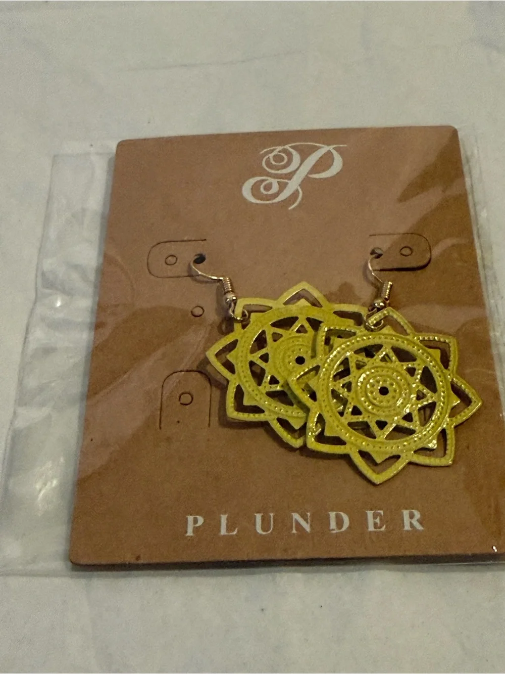 Plunder Yellow Floral Mandala Drop Earrings